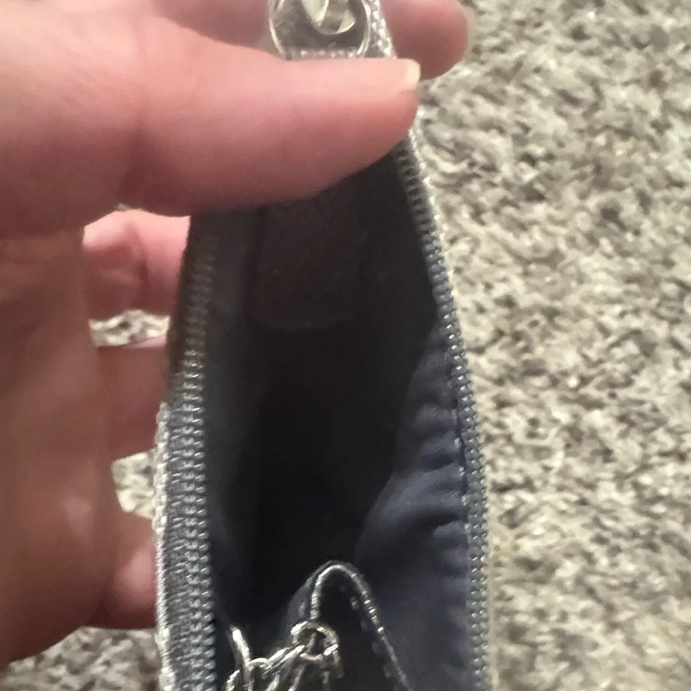 Coach Metallic Silver Signature Card Case Keychain - Picture 4 of 4